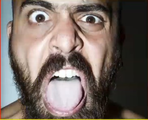 The man with an open tongue that appears at the end.