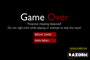 The screen that is shown if the player tries to cheat.