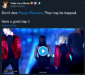 Example of a fancam screamer tweet.