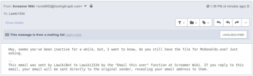 An example message. Note the bottom paragraph.