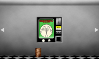 The "SMILE or TEARFUL?" game and a pile of coins used to play it.